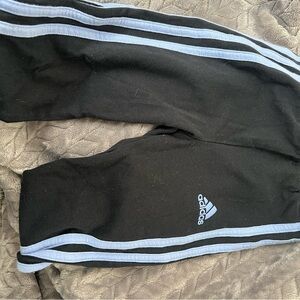 Adidas Kids Black Joggers with Blue Stripes